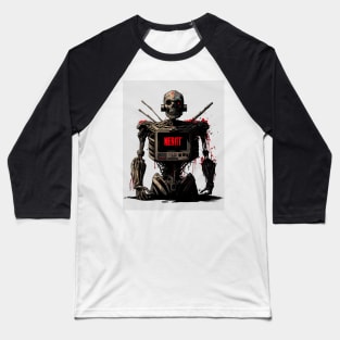 Comic-Style: AI Cyborg Robot Skull and the Apocalypse Baseball T-Shirt